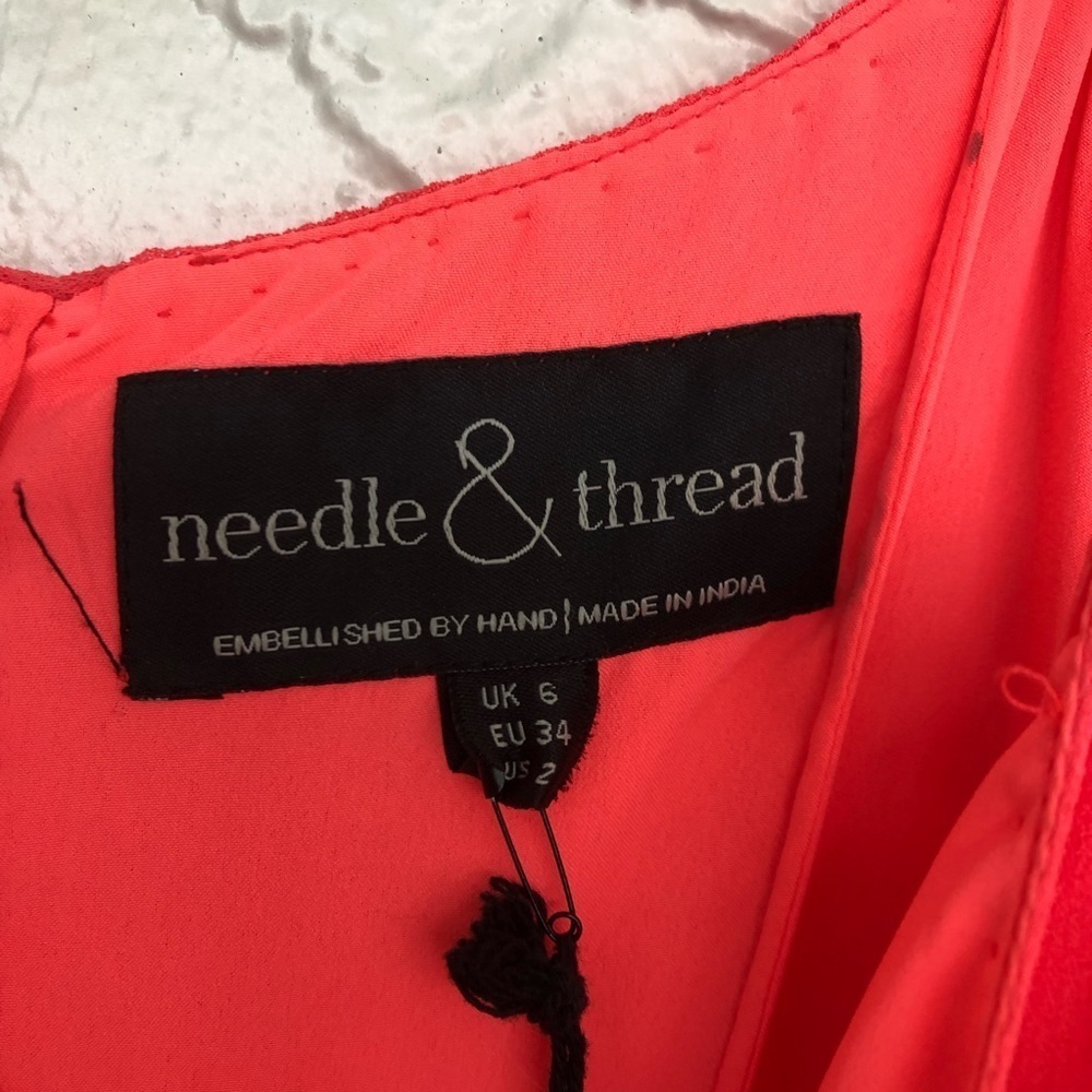BHLDN Needle & Thread Maxi Dress Hot Pink Stars Punk Formal Prom Gown Size 2 - Picture 7 of 10